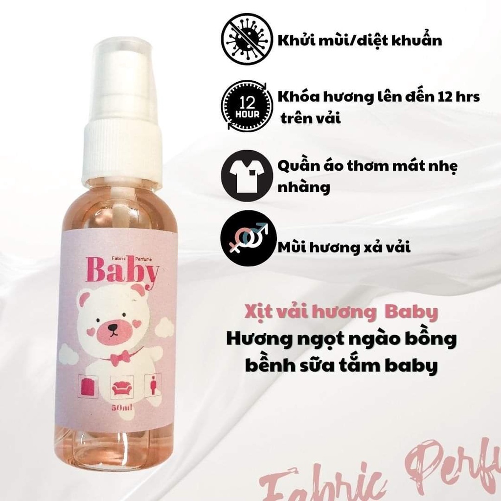 (Nhiều mùi) Xịt vải thơm quần áo 50ml Fabric Perfume phù hợp với học sinh by TAPSTORE