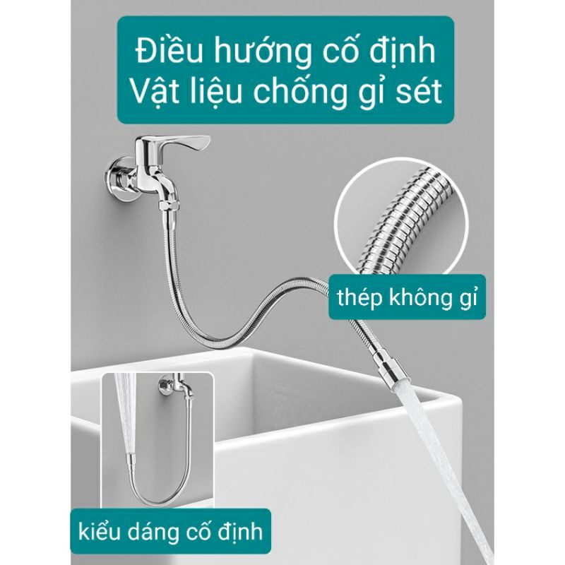 Dây Nối Dài Vòi Nước Inox Xoay 720 Độ Theo Mọi Hướng
