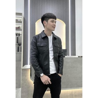 Áo khoác da nam quảng châu cao cấp, áo khoác da nam thật ảnh shop tự chụp