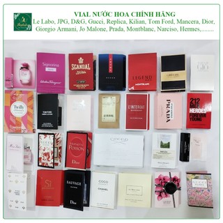 Vial Nước Hoa Chính hãng các mùi