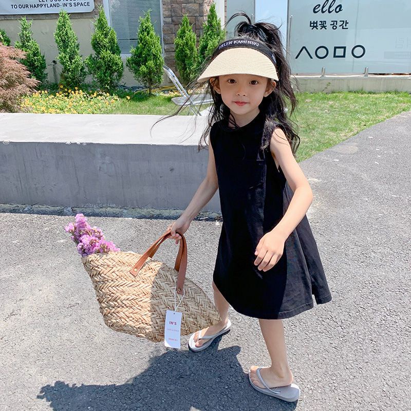 Đầm Thun 100% Cotton Tay Ngắn Màu Trơn Phong Cách Hàn Quốc Dễ Phối Đồ Thời Trang Mùa Hè Cho Nữ Mi