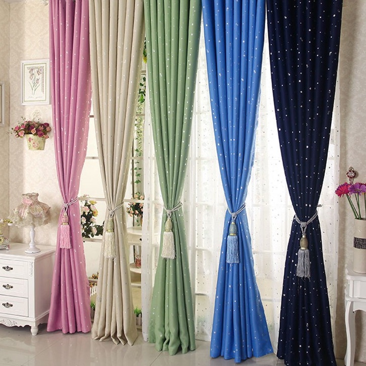 Rèm Cửa Chống Nắng Cao Cấp - Rèm Cửa Hoạ Tiết Sao Lấp Lánh Trang Trí Nhà Cửa