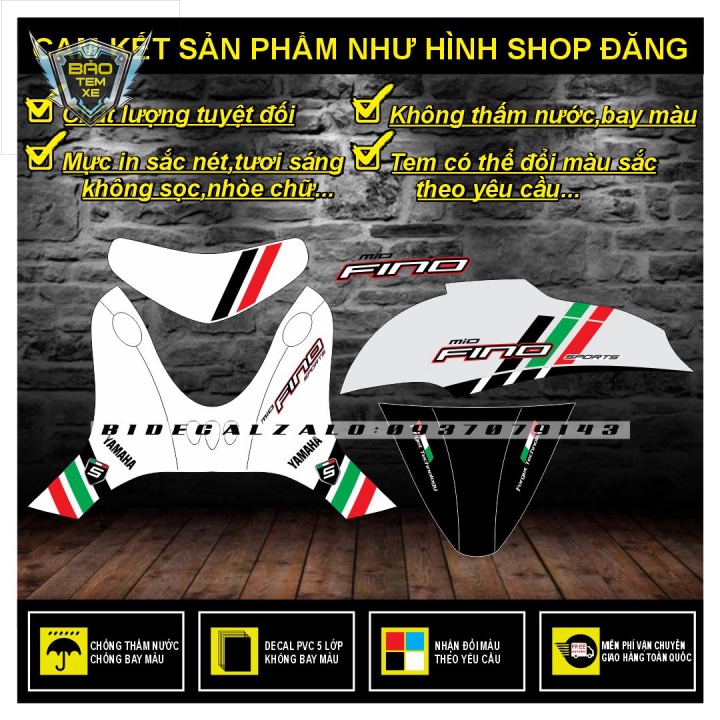 TEM RỜI MIO FINO CLASSICO PHỐI DÁN XE TRẮNG - TRUNG DECAL