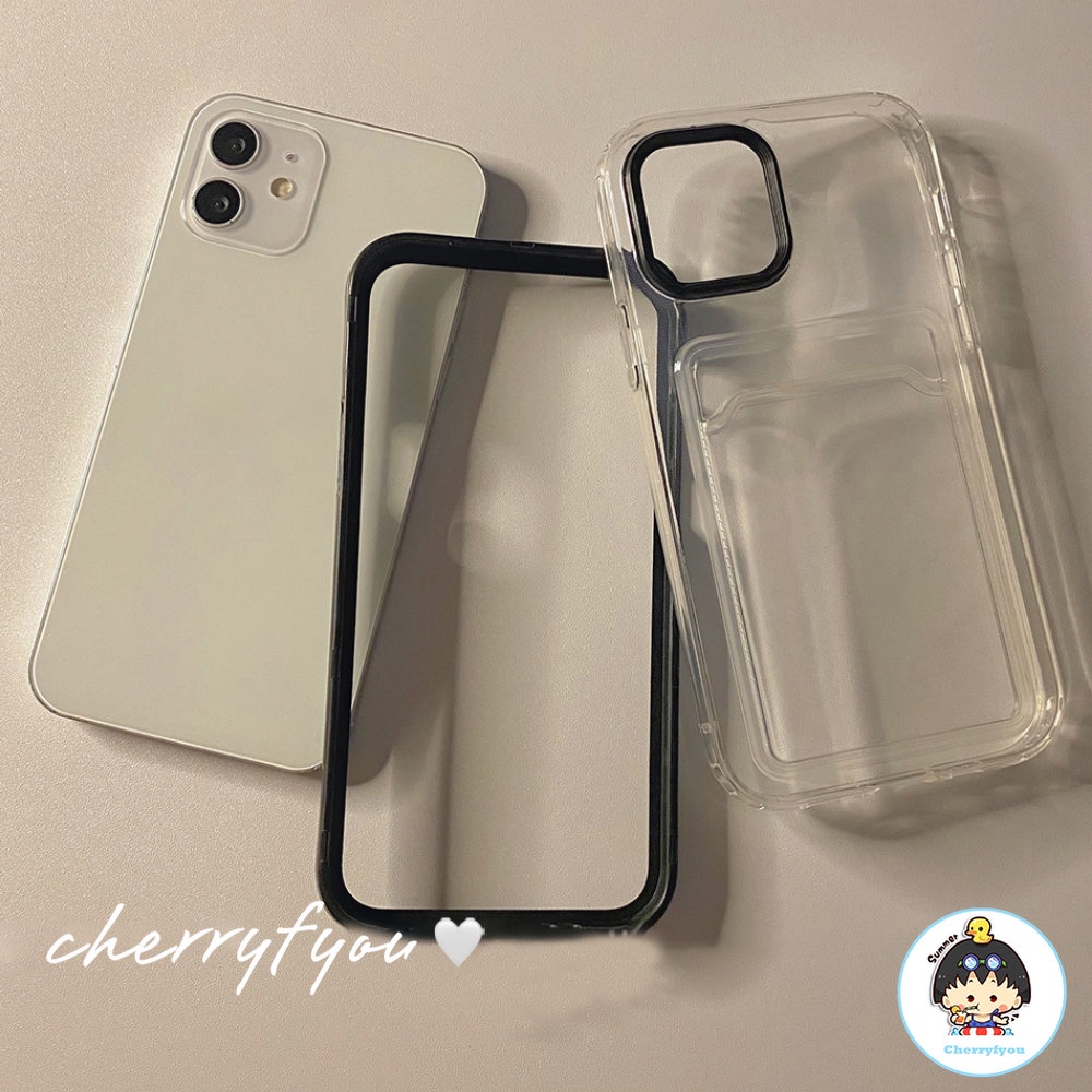 Ốp Điện Thoại TPU Mềm Trong Suốt Chống Sốc Có Ngăn Đựng Thẻ Cho IPhone 12 11 14 13 Pro X Xs Max XR 8 7 Plus