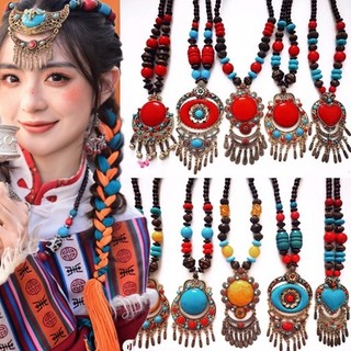 Vòng cổ dây chuyền đeo trán kiểu tây tạng mông cổ có sẵn phong cách bohemian dùng make up chụp ảnh