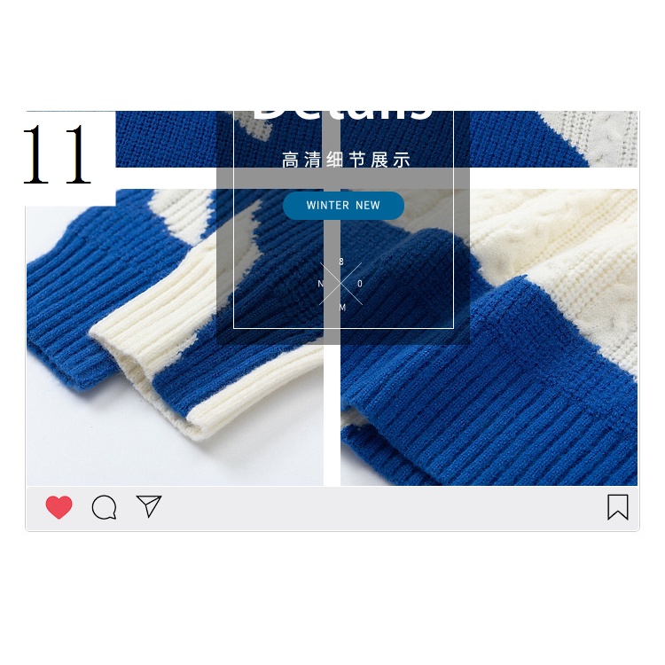 Áo Sweater Dệt Kim Cổ Tròn Màu Sắc Tương Phản Phong Cách Hip Hop Đường Phố Thời Trang Thu Đông Cho Nam Và Nữ