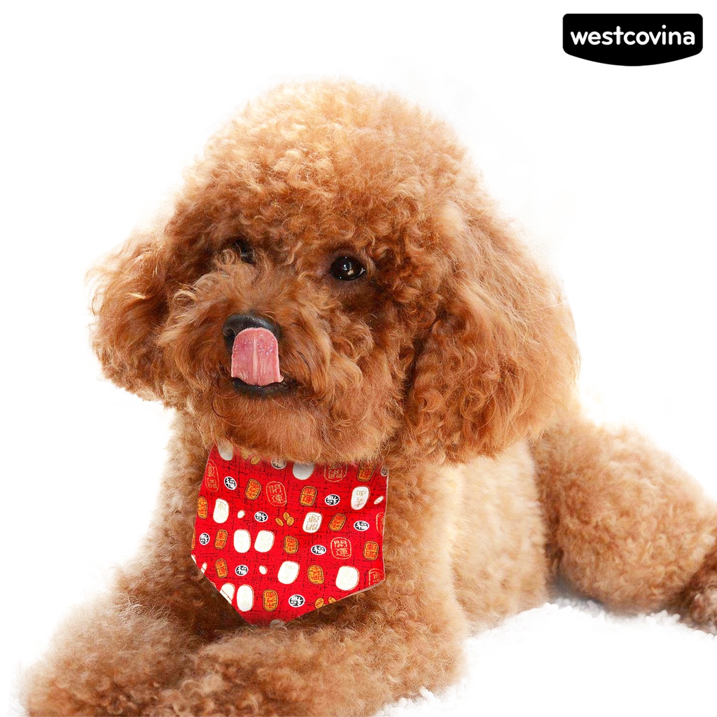 [COD]♘Yếm Đeo Cổ Hình Tam Giác In Họa Tiết Mừng Năm Mới Có Thể Điều Chỉnh Cho Thú Cưng