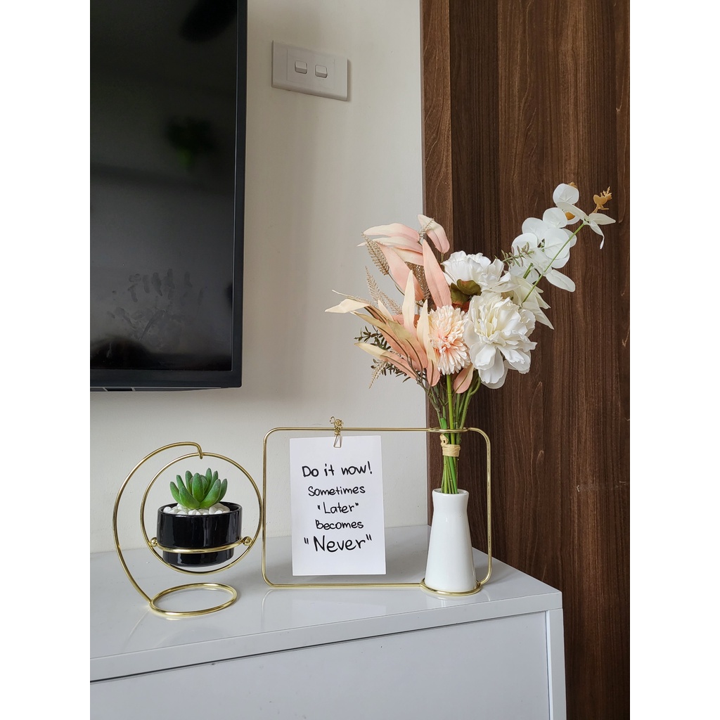 Đơn 250k Tặng túi xách, hoa tai| Set khung hoa đồng tiền treo giấy note decor trang trí bàn làm việc, bàn học