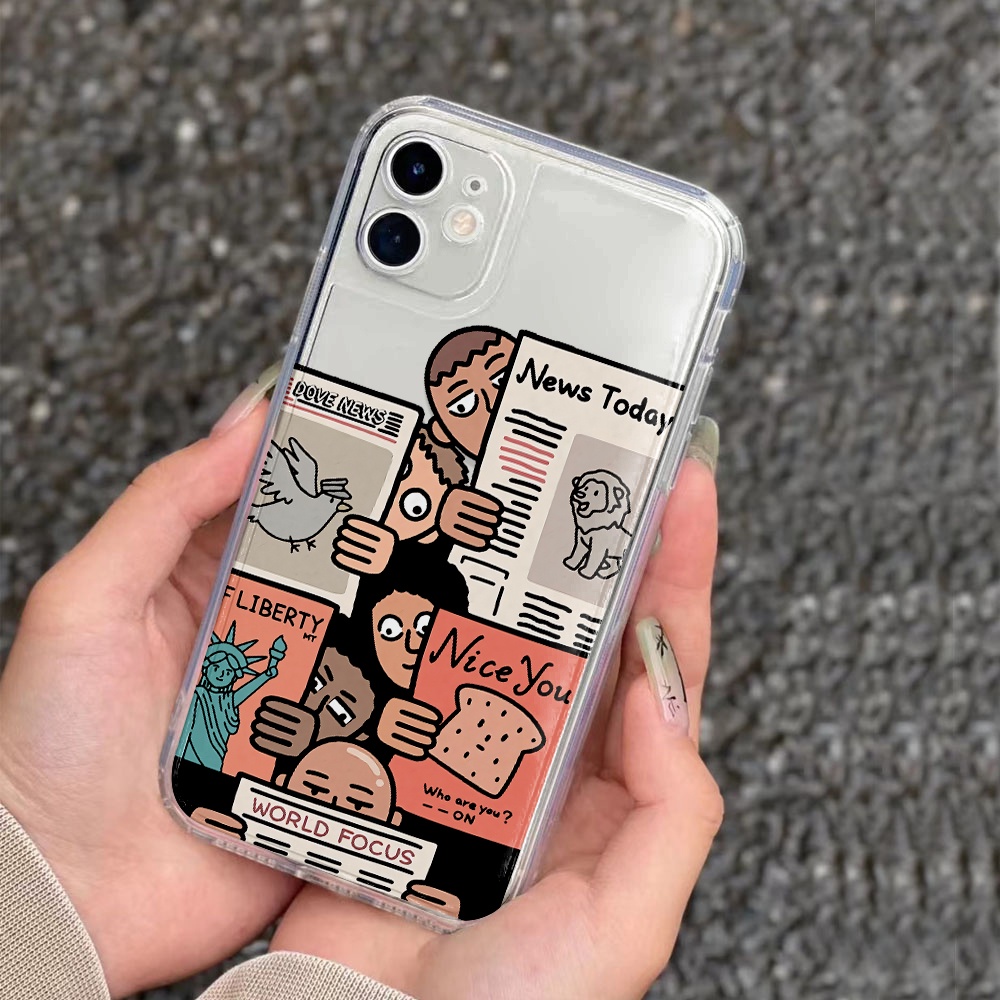 Ốp Điện Thoại Trong Suốt In Hình Hoạt Hình Dễ Thương Cho iphone 14 pro Max 11 13 12 7Plus X XS Max