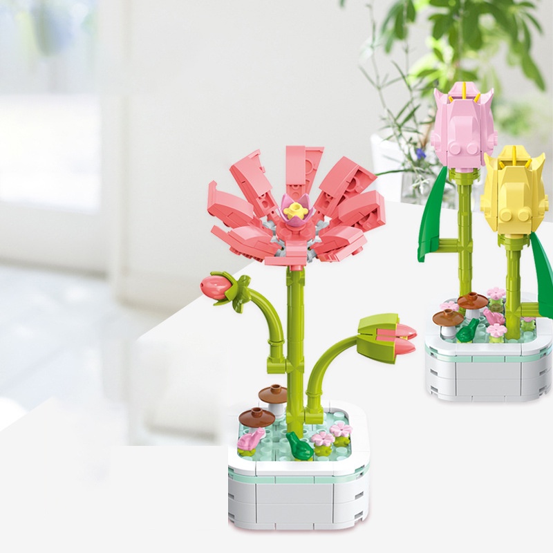 Bộ Đồ Chơi Lắp Ráp Chậu Hoa Diy Dành Cho Trẻ Em