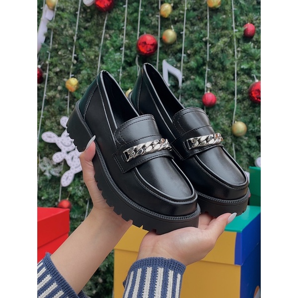 Giày Loafer nữ đế cao 4 phân - Giày da mềm - Bí Kíp Hack Dáng
