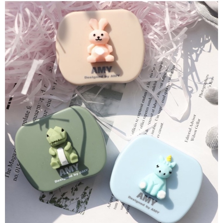 Hộp Đựng Lens Kính Áp Tròng Amy Có Gương Nhỏ Gọn Tiện Lợi Hình Dễ Thương Nhiều Màu BLINKS EYES