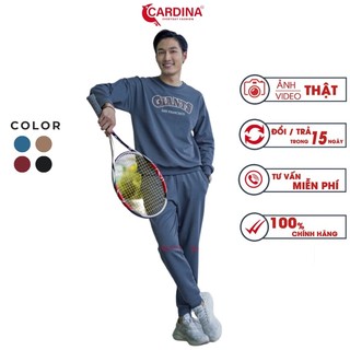 Bộ nỉ nam CARDINA thu đông cao cấp, Bộ đồ nam chất nỉ da cá in chữ dáng thể thao năng động