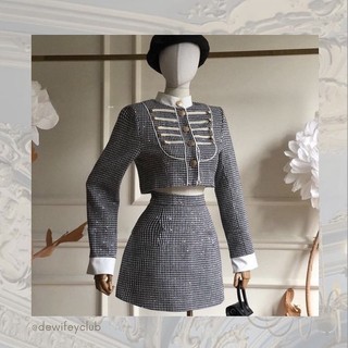 [dewifeyclub] Set dạ tweed nhũ cổ đứng Helen Tweed Set