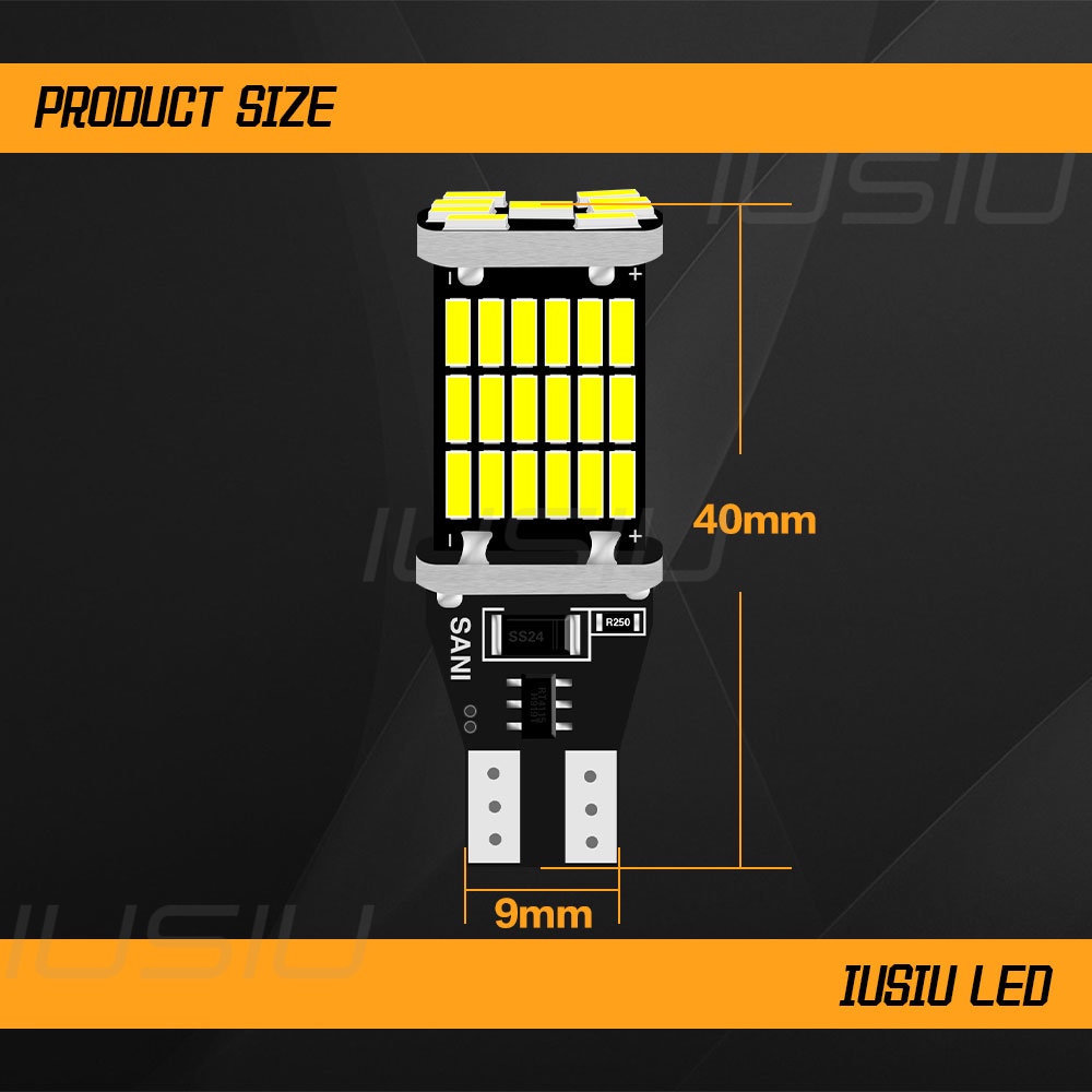 Bóng Đèn LED T15 W16w Đèn Tín Hiệu báo rẽ CANBUS 921 920 912 45SMD 4014 1100LM Cho Xe Hơi Xe Máy