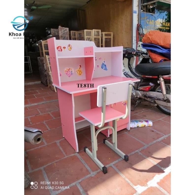 Bàn học sinh kèm giá sách và ghế cho bé tự lắp ráp phối màu siêu xinh- Khoa Phát CS2