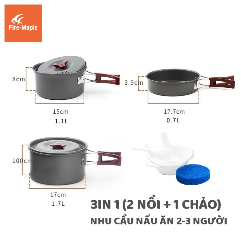 BỘ NỒI DÃ NGOẠI CHO 2-3 NGƯỜI NATUREHIKE NH15T203-G