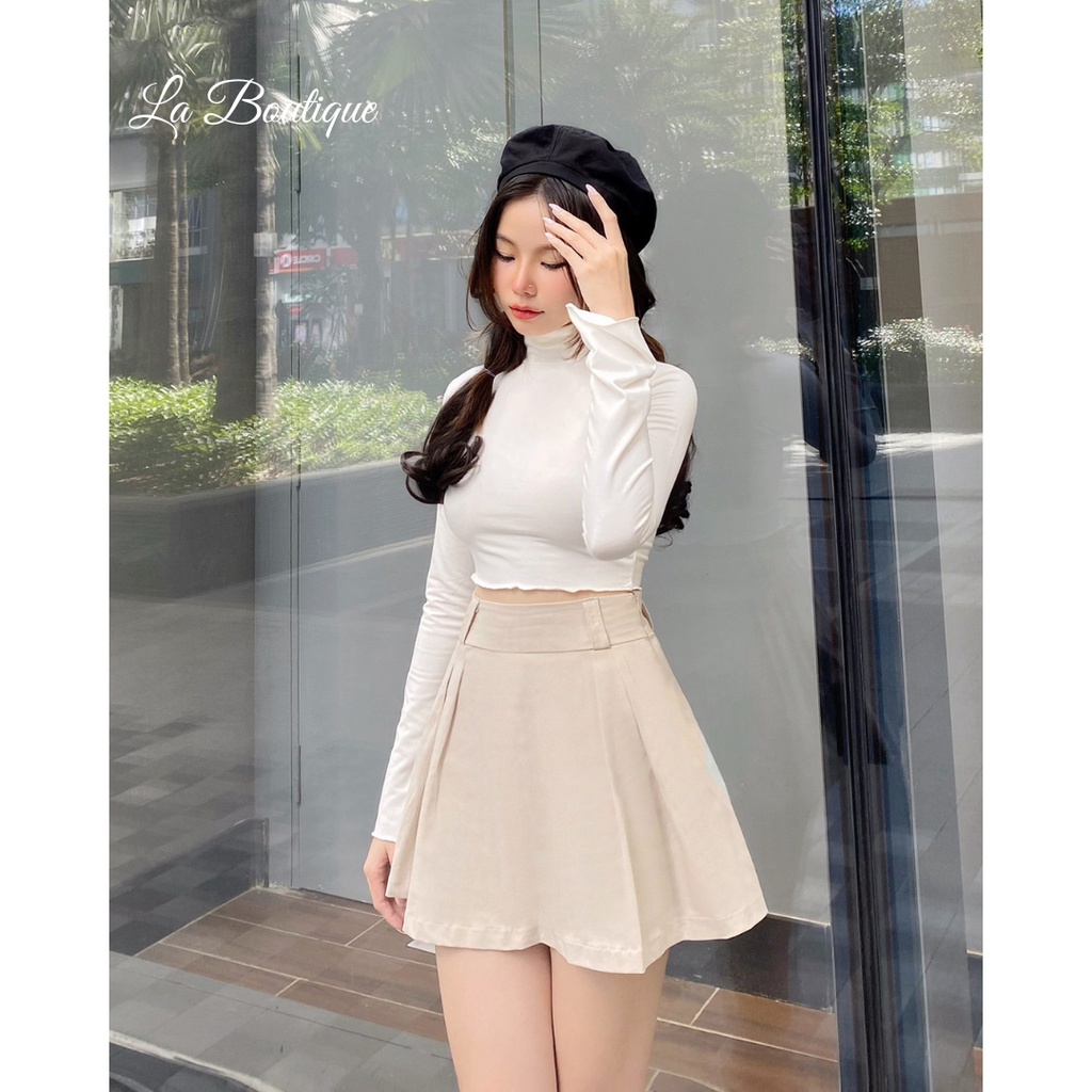 Áo Thun Croptop Cổ Lọ Tay Dài - LA BOUTIQUE