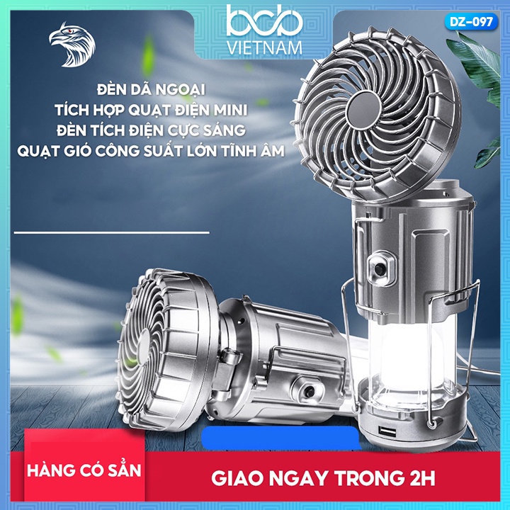 Quạt Gió Treo Đa Năng Dã Ngoại Tích Hợp Đèn Treo Có Chức Năng Loa Bluetooth 2 in 1 Sạc Pin Usb Và Dùng Pin Aaa DZ-097