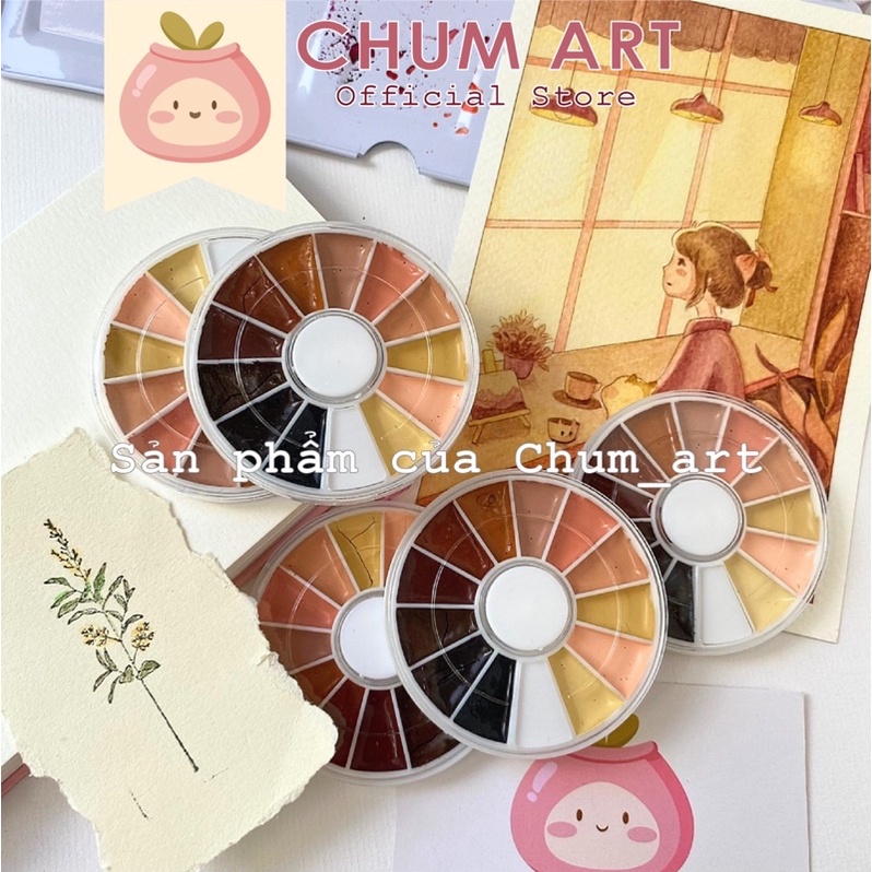 Chum art Pocket màu nước tone da người 12 màu maries mix gouache