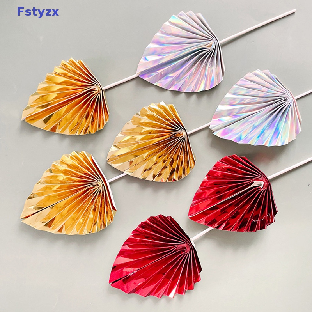 Fstyzx Cây Cắm Bánh Kem Sinh Nhật Hình Quạt Giấy Gấp Lại Được Màu Vàng Kim Dành Cho Sinh Nhật Trẻ Em