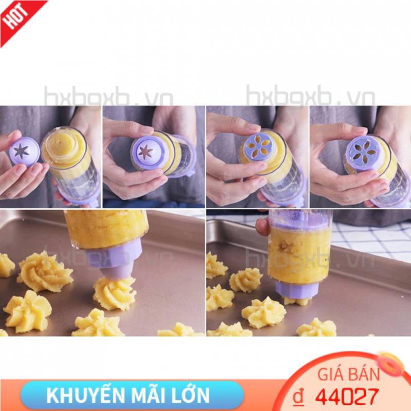 HXBGXB 19pcs Cream Cake Making Maker Cookie Biscuit Pump Press Machine Flower Mouth Kitchen Mold Tools Set Random Flower Pattern