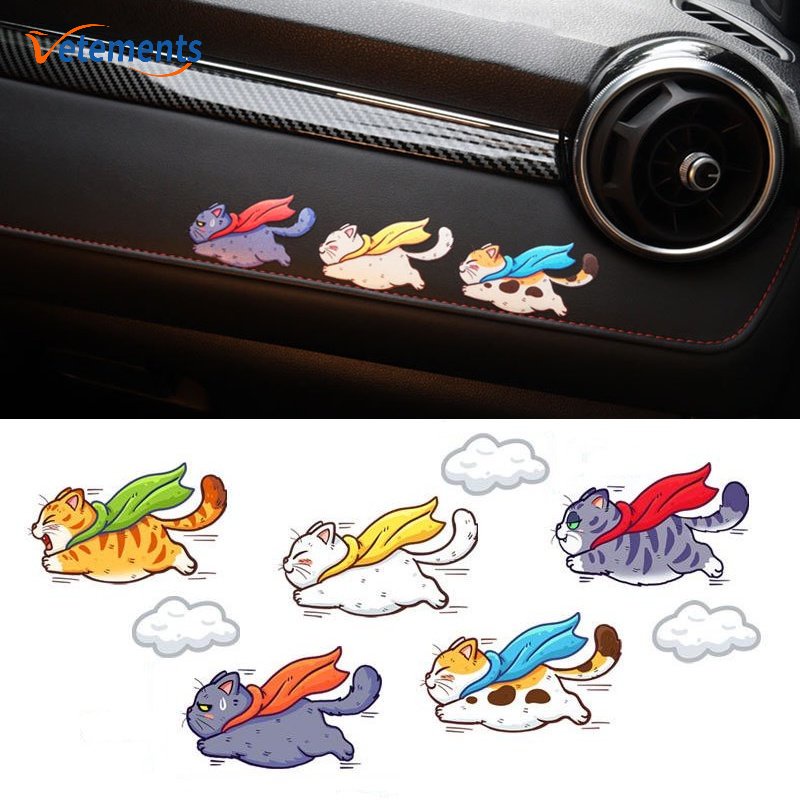 Miếng Dán PVC Bền Bỉ Họa Tiết Mèo Hoạt Hình Vui Nhộn Trang Trí Xe Hơi