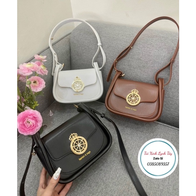 Túi Đeo Chéo Nữ Kẹp Nách Dáng Thuyền Khoá Tròn Vương Miệng Size 19