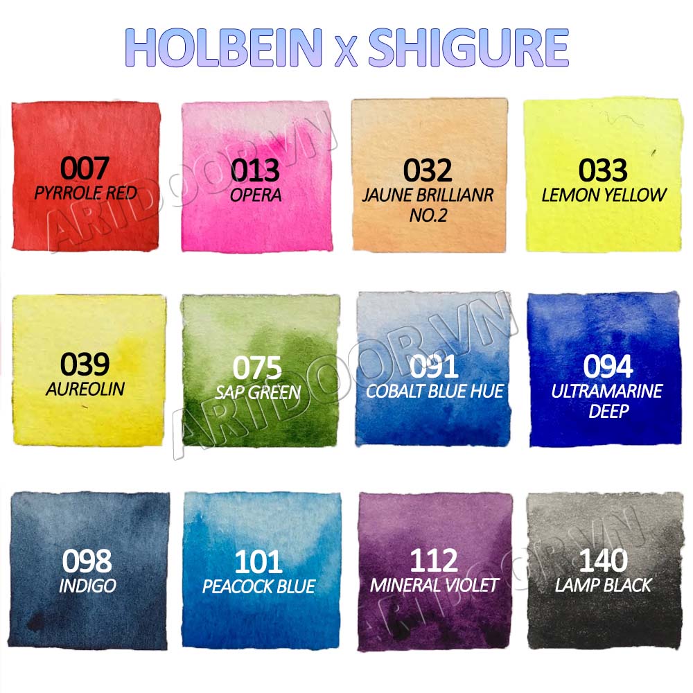 [ARTDOOR] Bộ màu Nước Tuýp HOLBEIN Shigure bản giới hạn 5ml (hộp giấy) - 12 Màu