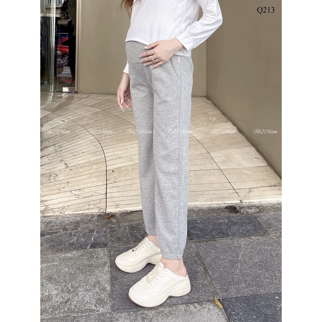 Quần bầu jogger nữ thể thao chun bo gấu, chất nỉ tổ ong, ống rộng dáng suông phong cách Hàn Quốc Q213 B2 MUM