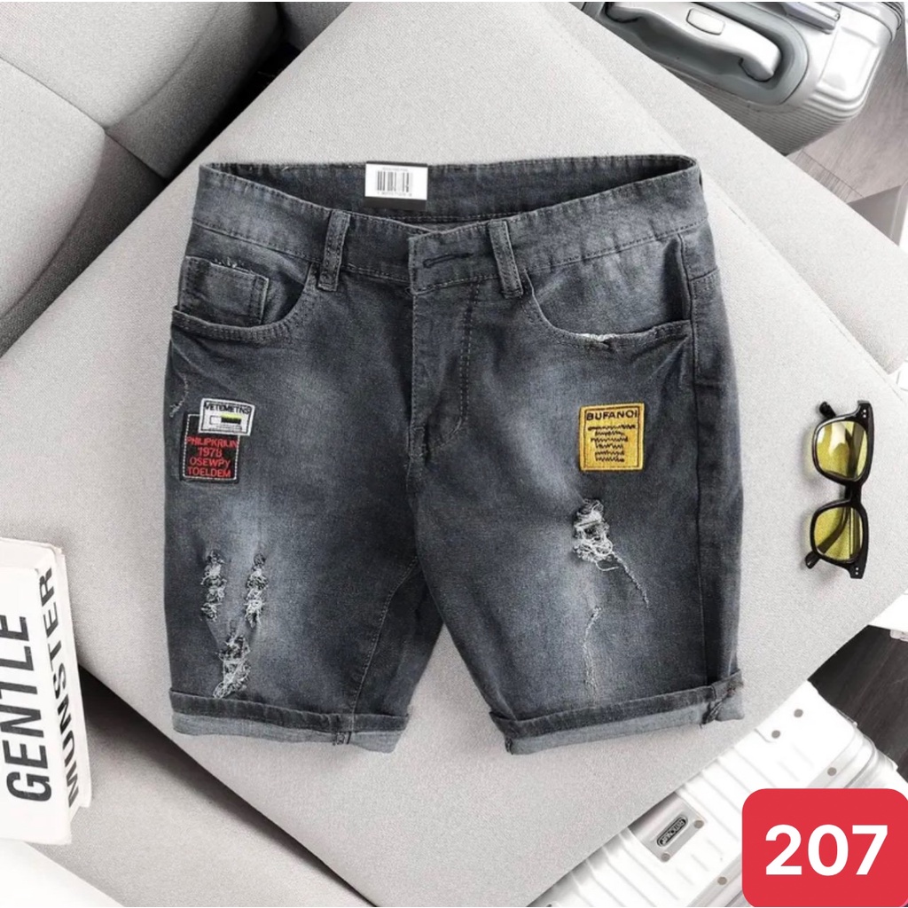 Quần đùi short jean nam màu đen đậm trơn không rách chất bò cao cấp co dãn 4 chiều đẹp from dáng skinny chuẩn ADO2