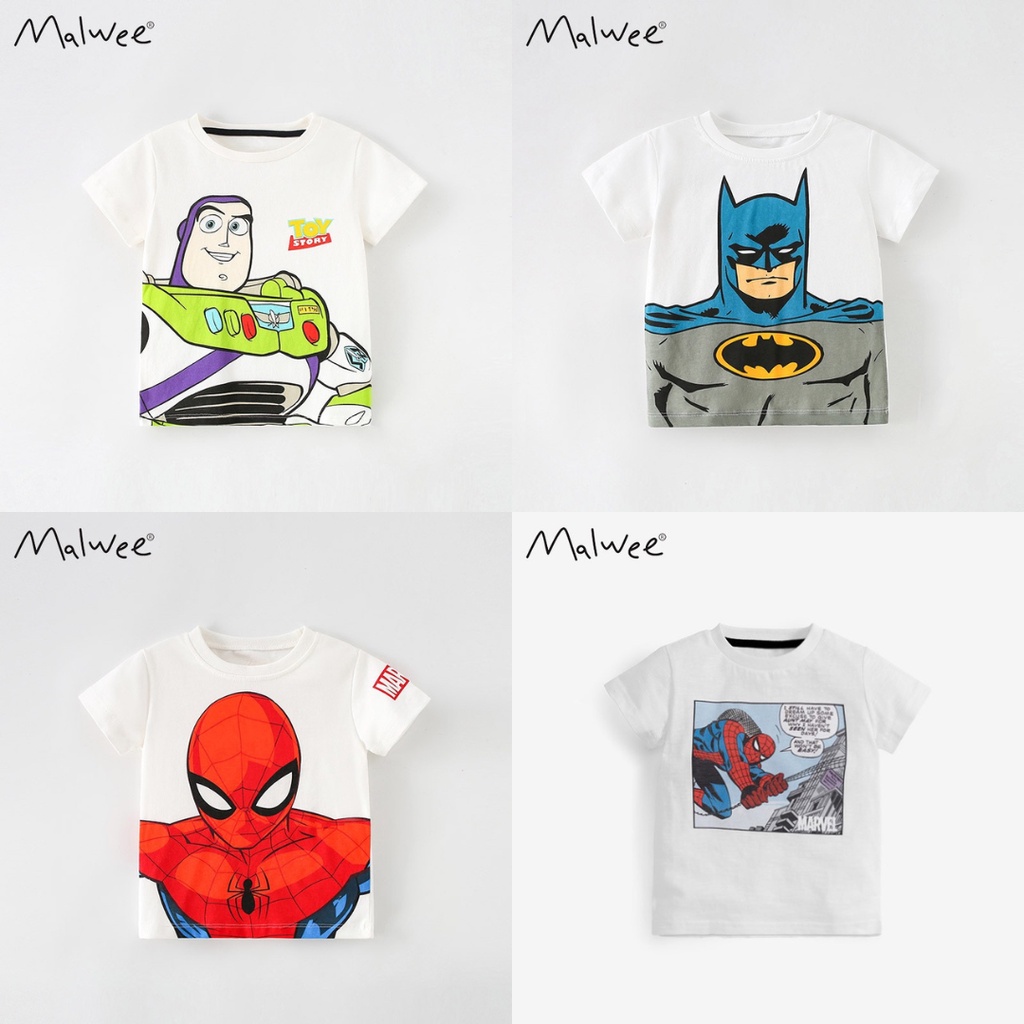 BST áo thun hè cotton Malwee họa tiết siêu nhân cho bé trai 2 - 7 tuổi Mẫu mới 2023