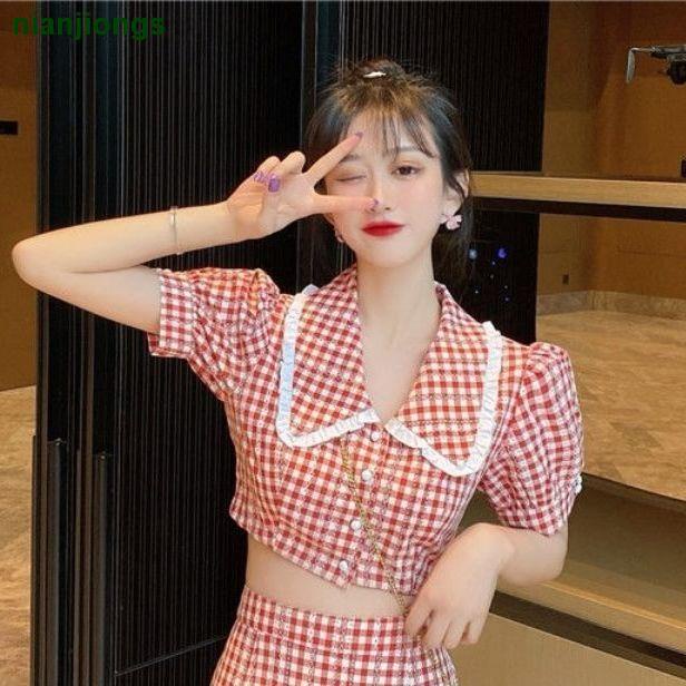 Áo Sơ Mi Tay Ngắn Dáng Ôm Phong Cách Preppy Mẫu Mới 2021