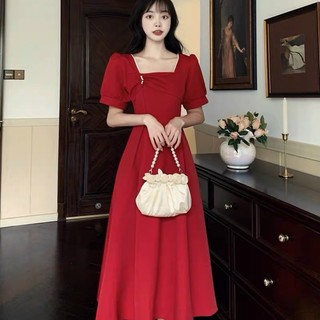 ĐẦM XÒE ĐỎ TAY PHỒNG VIỀN HẠT TRAI