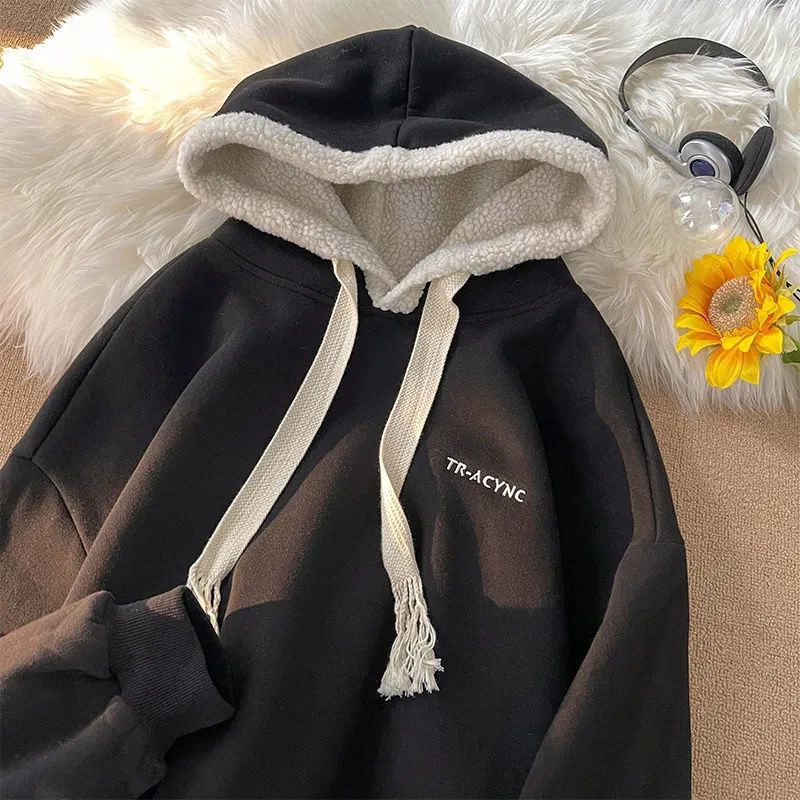 COZOK Áo hoodie COZOK tay dài dáng rộng phong cách thời trang Hàn Quốc