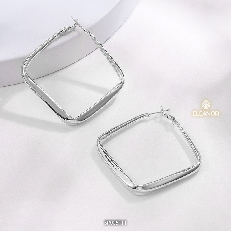 Bông tai nữ chuôi bạc 925 Eleanor Accessories thiết kế hình thoi viền trơn basic phụ kiện trang sức 5111