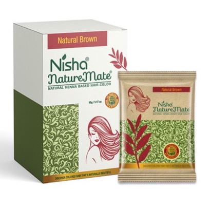 Bột nhuộm phủ màu nâu Nisha Naturemate Natural Based Hair Color Natural Brown
