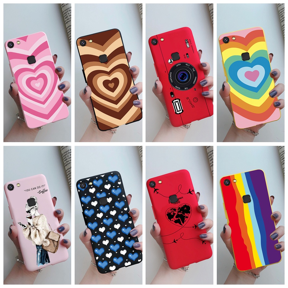 Ốp Điện Thoại Silicon Mềm Họa Tiết Trái Tim Cho Vivo V7 V7 Plus + Y69 Vivo 1714 1716 1718