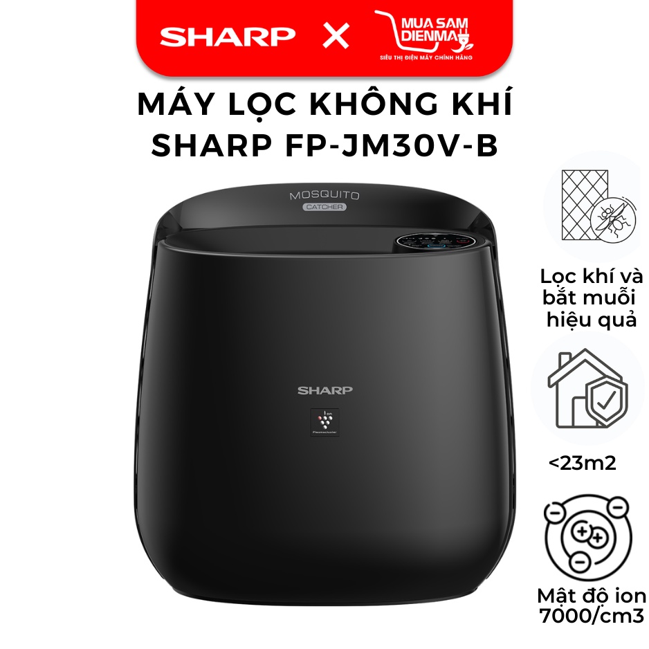 Máy lọc không khí tạo ion bắt muỗi Sharp FP-JM30V-B  khử mùi lọc bụi diệt khuẩn công nghệ Plasmacluster ion chính hãng