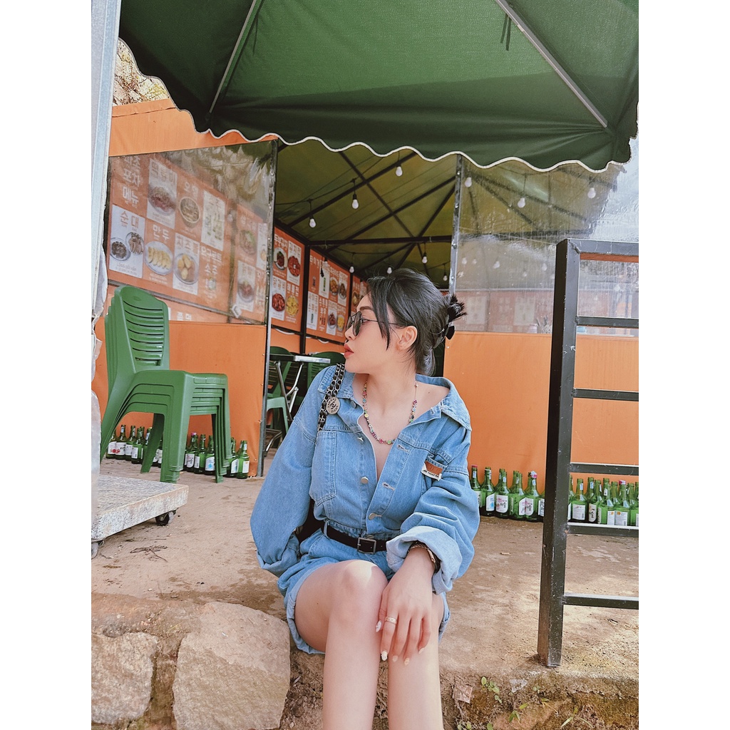 Jum jean tay dài kèm be.lt da