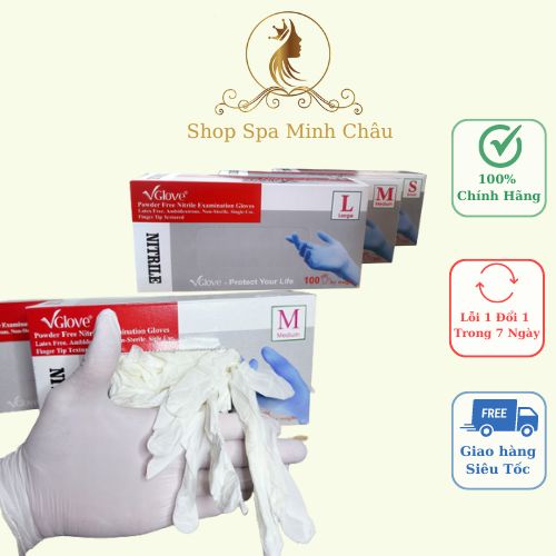 Găng tay y tế | gang tay nitrile trắng không bột hộp 100 chiếc