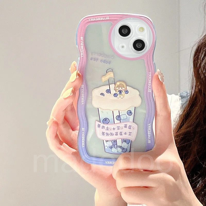 Casing Realme C53 C55 C30S C33 C31 C35 Narzo 50A 50i Prime C21 C21Y C25Y C20 C11 2020 2021 C17 9Pro+ 5G 9 10 4G 8 7i 5 5i 5s 6i 6 C2 C1 3 2 Pro U1 Cute Cartoon Wave Edge Blueberry Peach Fine Hole Milk Tea Girl Clear Airbag Shockproof Soft Phone Case BW 19