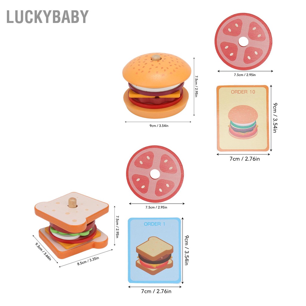 Bộ đồ chơi hamburger - Bằng Gỗ Hình Dạng Dễ Thương Cho Trẻ Em - HILUCKYBABY