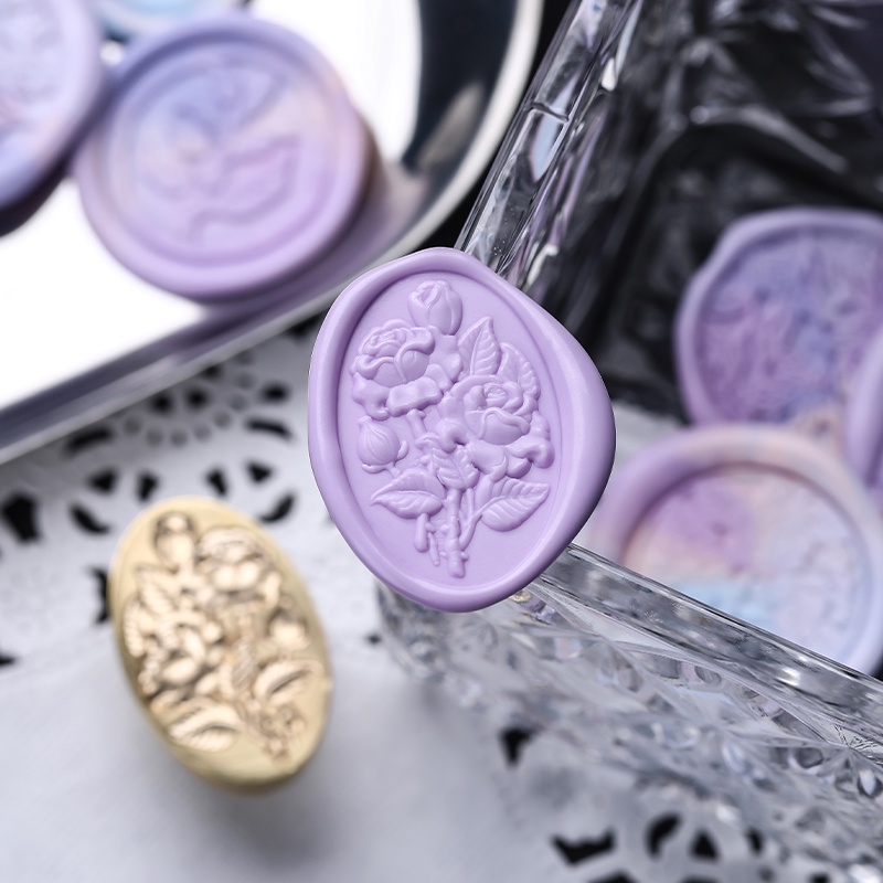 May Con Dấu Niêm Phong Bì Thư Bằng Sáp Hoa Lily Thung Lửa Đầu Đồng Phong Cách Mới