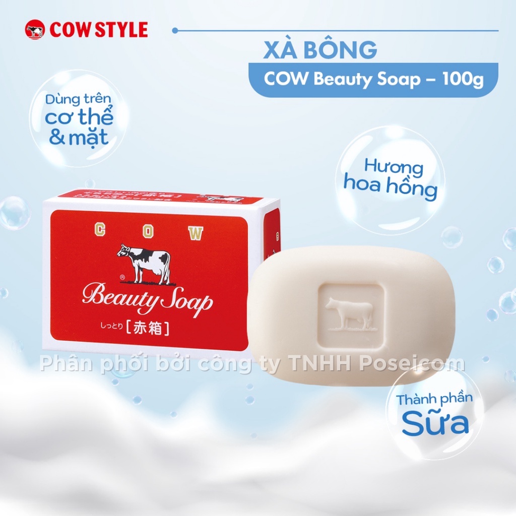 Xà Bông Sữa Bò Tắm Sáng Da COW BEAUTY SOAP RED BOX xà phòng tạo bọt 100g Nhật Bản