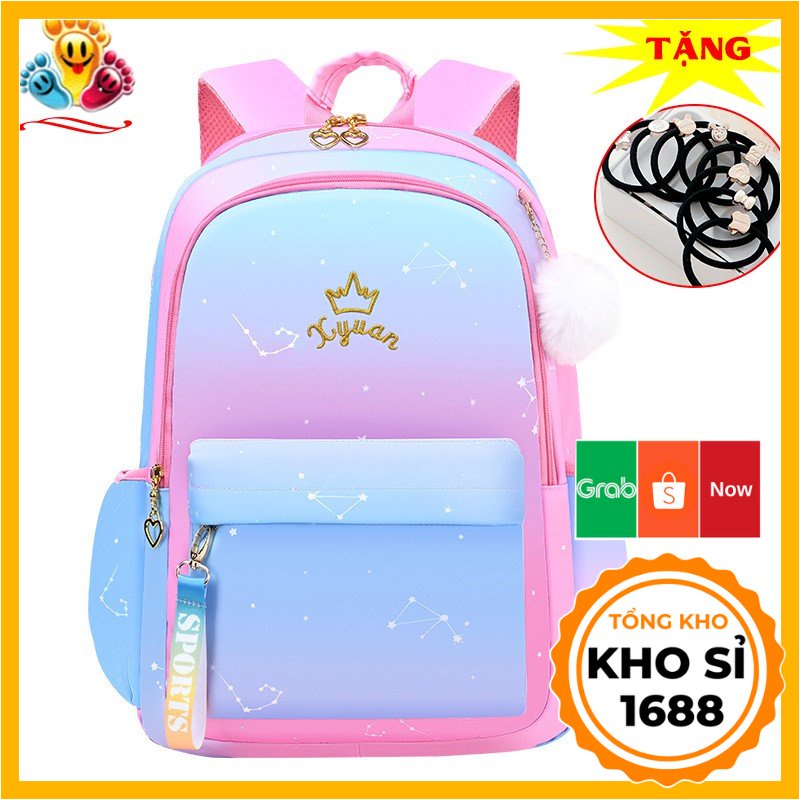 Balo đi học cho bé gái kích thước lớn Tặng dây cột tóc E394