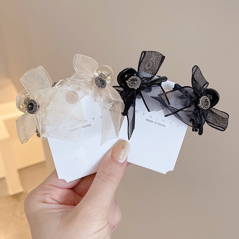 1 Cặp Kẹp Tóc Nơ Lưới Xinh Xắn Cho Bé Gái