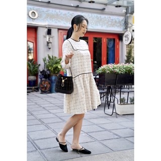 (Ảnh thật) Váy dạ tweed phối viền