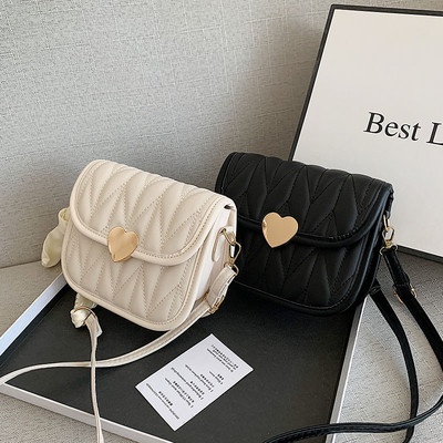 Túi xách nữ khóa trái tim dây đeo thắt nơ trẻ trung siêu xinh