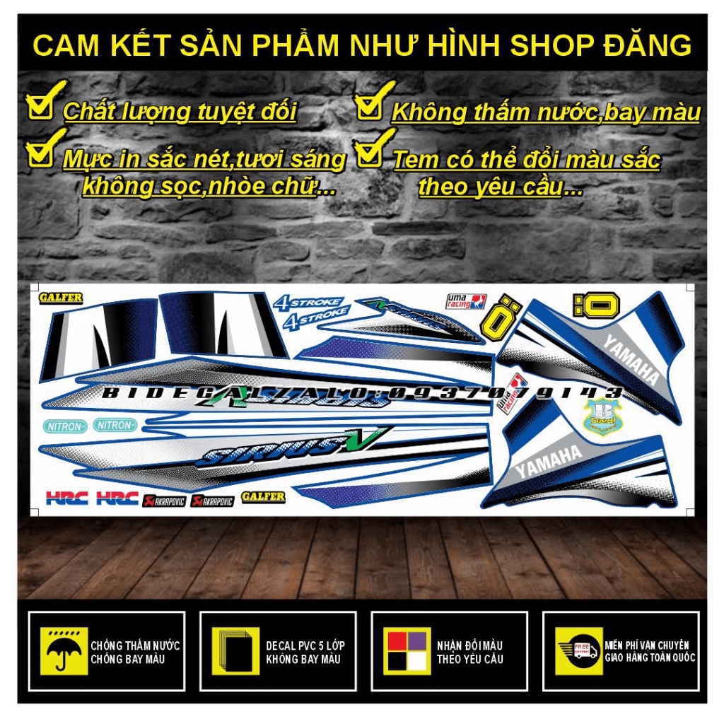TEM RỜI SIRIUS V PHỐI XANH ĐEN - THU DECAL